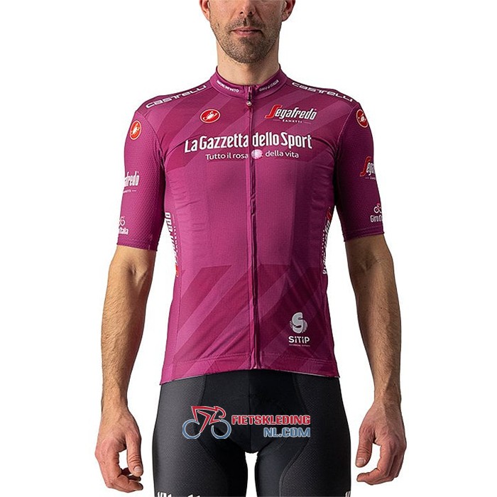 Giro d'Italia Fietsshirt Met Korte Mouwen en Korte Koersbroek 2021 Fuchsia